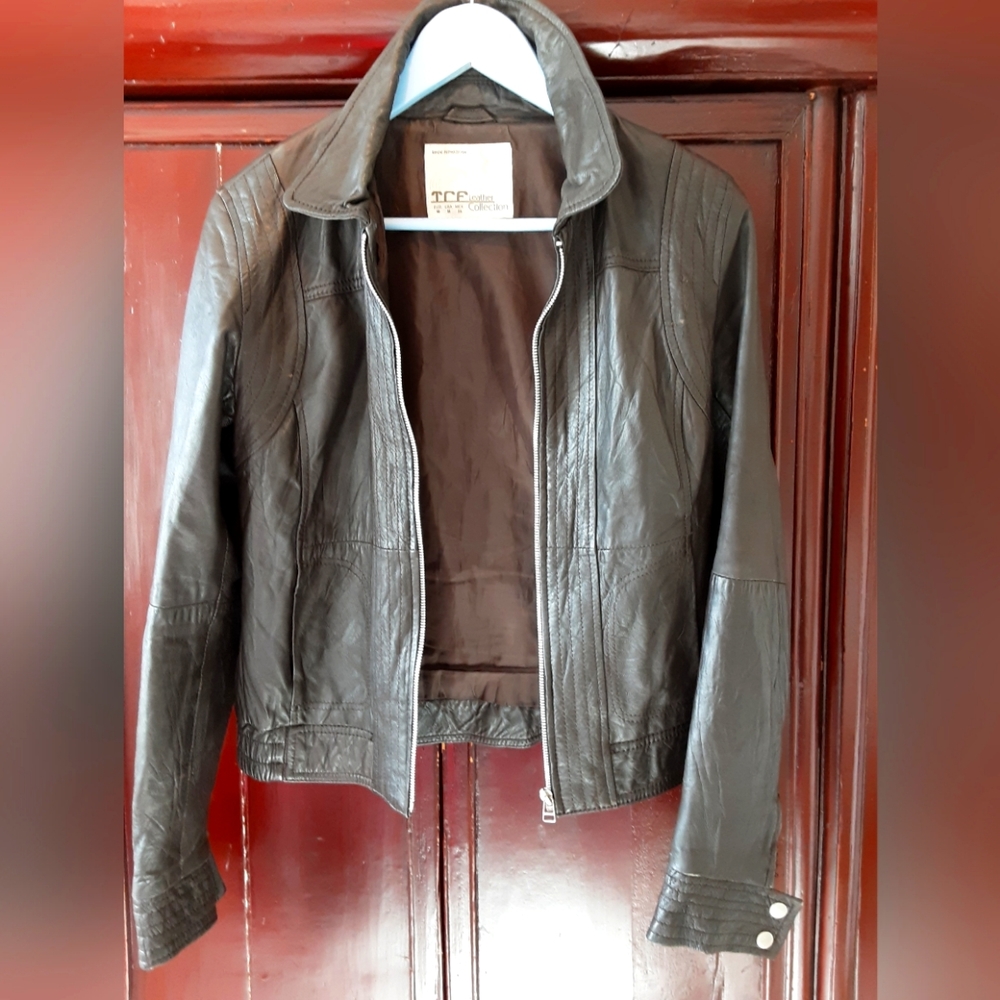 Zara Brown Leather Biker Jacket